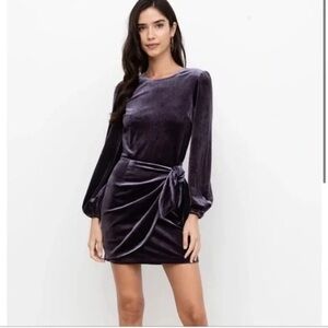 NWT Yumi Kim Tie Me Over Velvet Long Sleeve Mini Dress In Purple Slate Wedding M